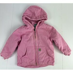 Carhartt Girl's Pink Hooded Sherpa Lined Jacket, size 3T